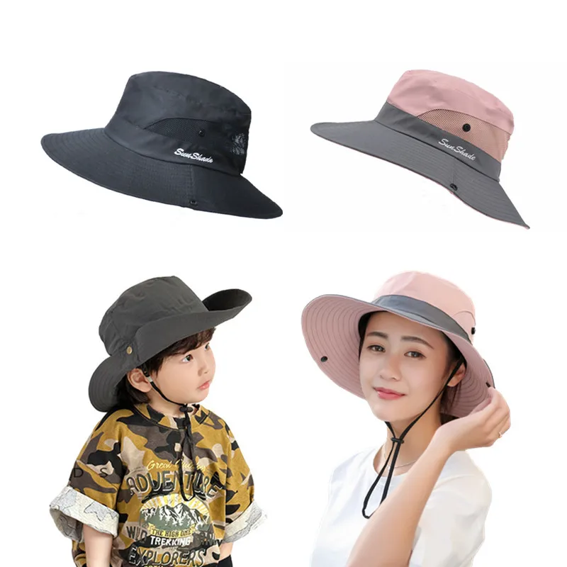 

Adult/Kids Same Style UV-proof Eaves Hat Summer Sunshade Fisherman Sunscreen Outdoor Fishing Waterproof Breathable Wide Cap Men