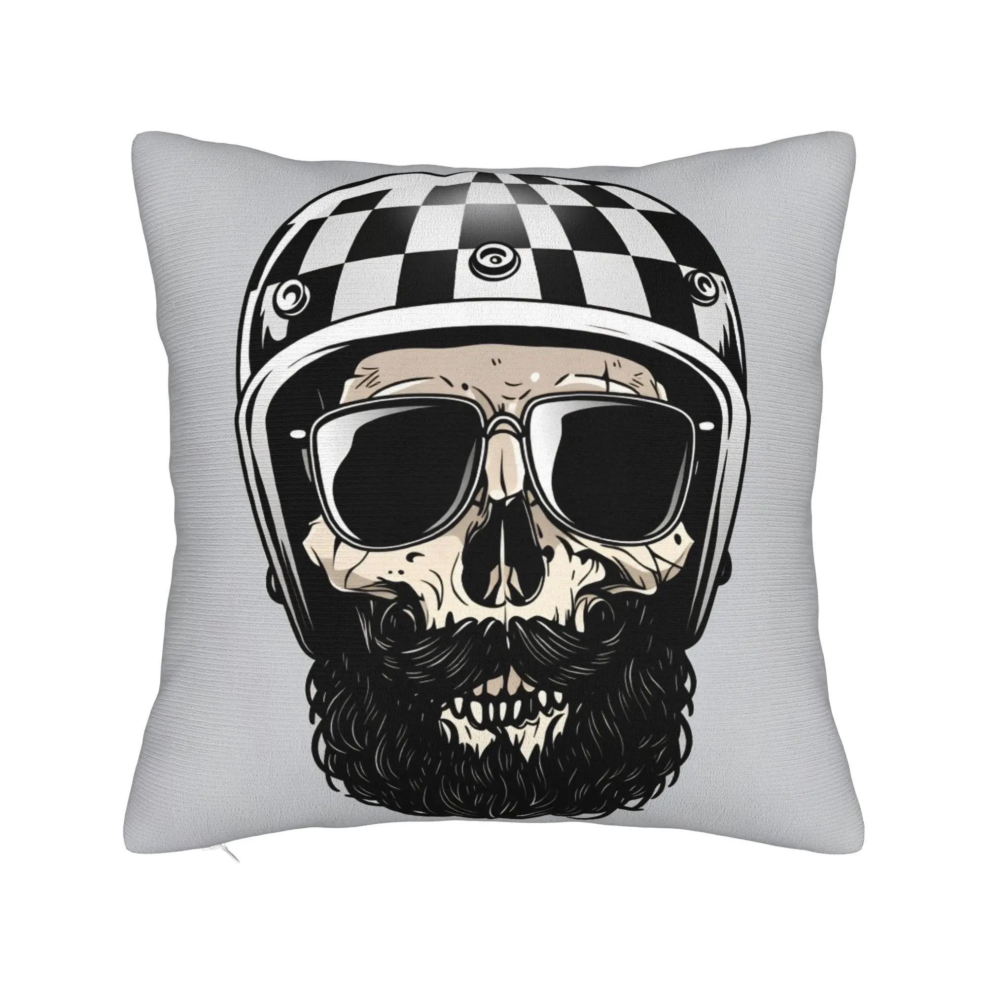 Black Grey Skull Face Día de los Muertos Pillow Case  Morden Pillow Cover Square Pillowcases For Sofa Couch Bed Living Room