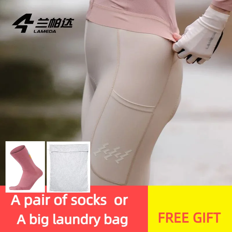 LAMEDA Women's Cycling Shorts with Elastic Interface EI Padding Anti-Slip Silicone Grip Durable Pockets for Bicycle Sports
