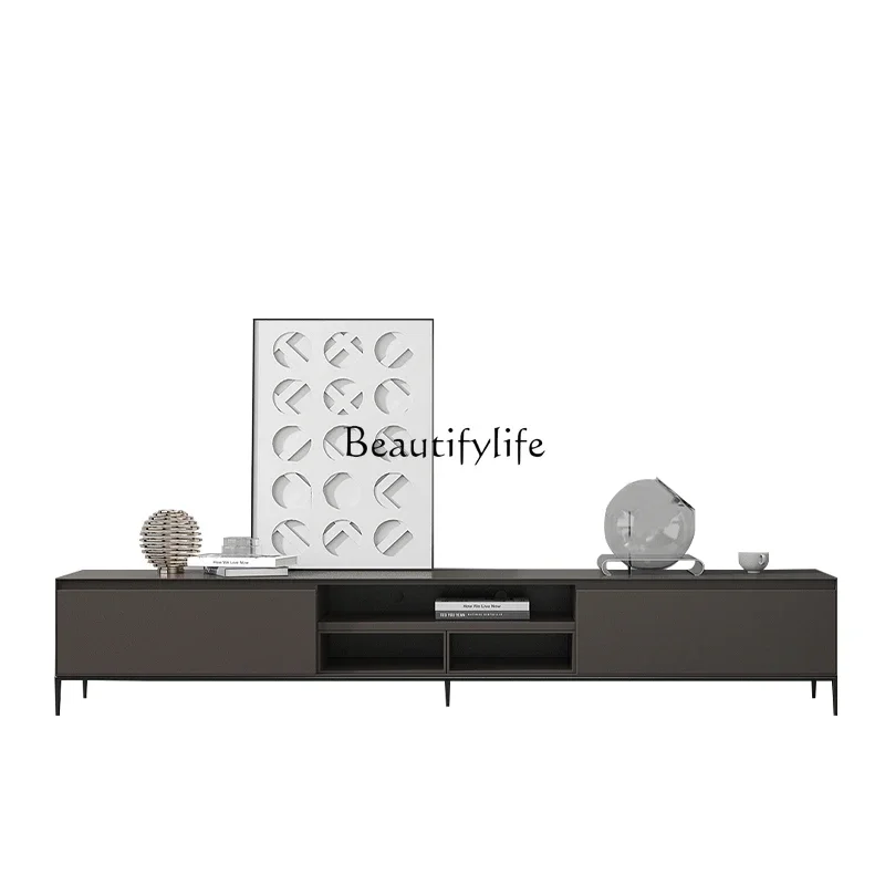 

Italian minimalist TV cabinet light luxury premium gray living room Nordic modern simplicity