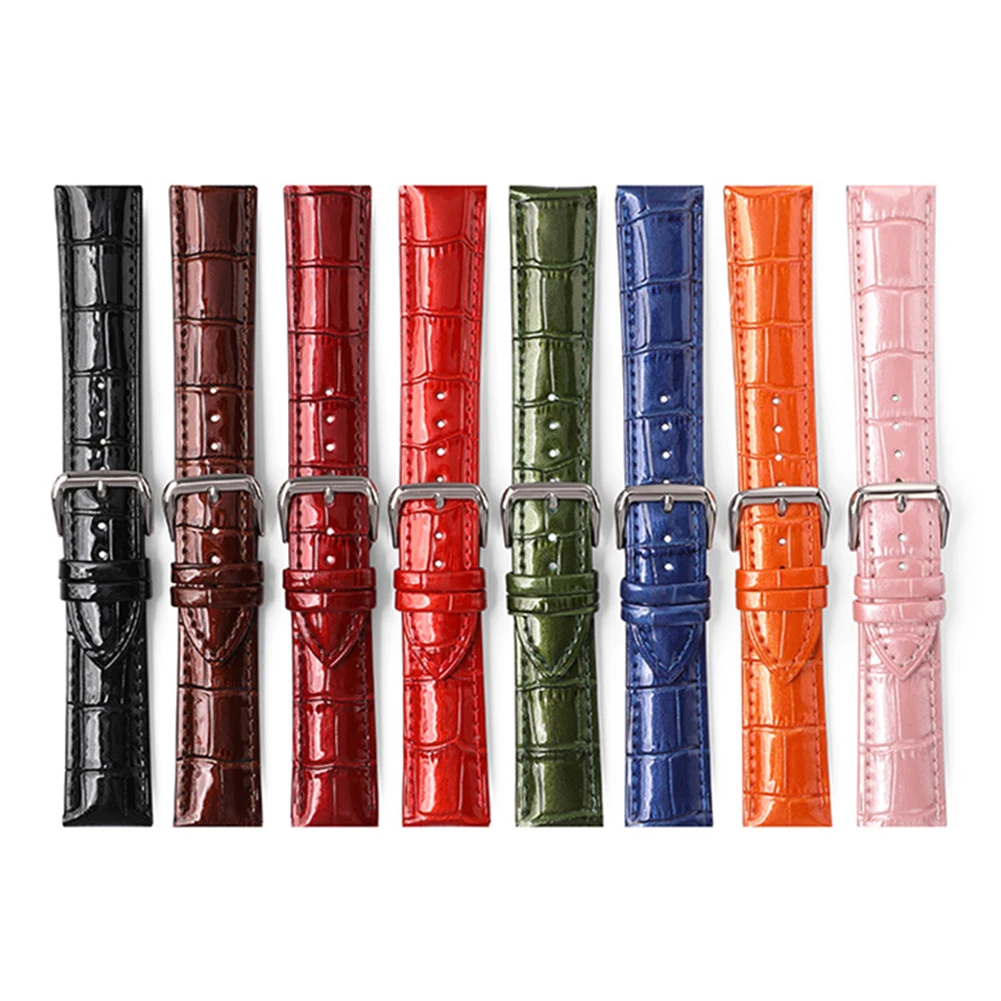 Pulseira de relógio de couro genuíno para homens e mulheres, pulseiras multicoloridas, padrão slub, 20mm, largura 22mm, pulseira de relógio