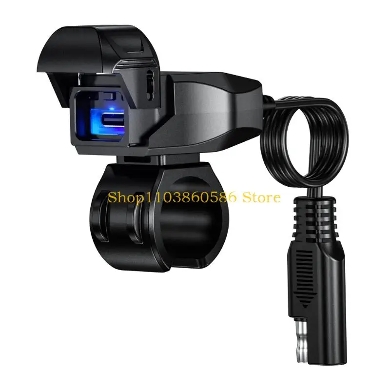 242A Universal Motorcycle Handlebar USB Chargers 18W Fast Charging Shock Resistant ABS Construction for Bikes
