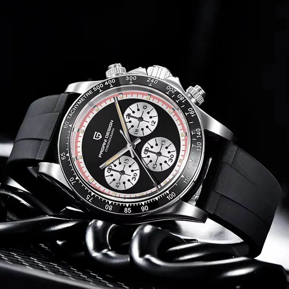 PAGANI DESIGN 40 ملم كرونوغراف متعدد الوظائف بإطار سيراميك VK63 ساعة رجالي ستانلس ستيل مقاومة للماء ساعات كوارتز للرجال #5