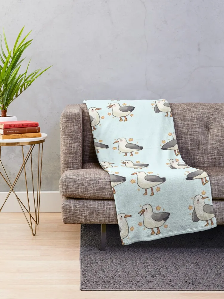 Funny seagull pack Throw Blanket Bed covers Retros warm for winter Furrys Blankets