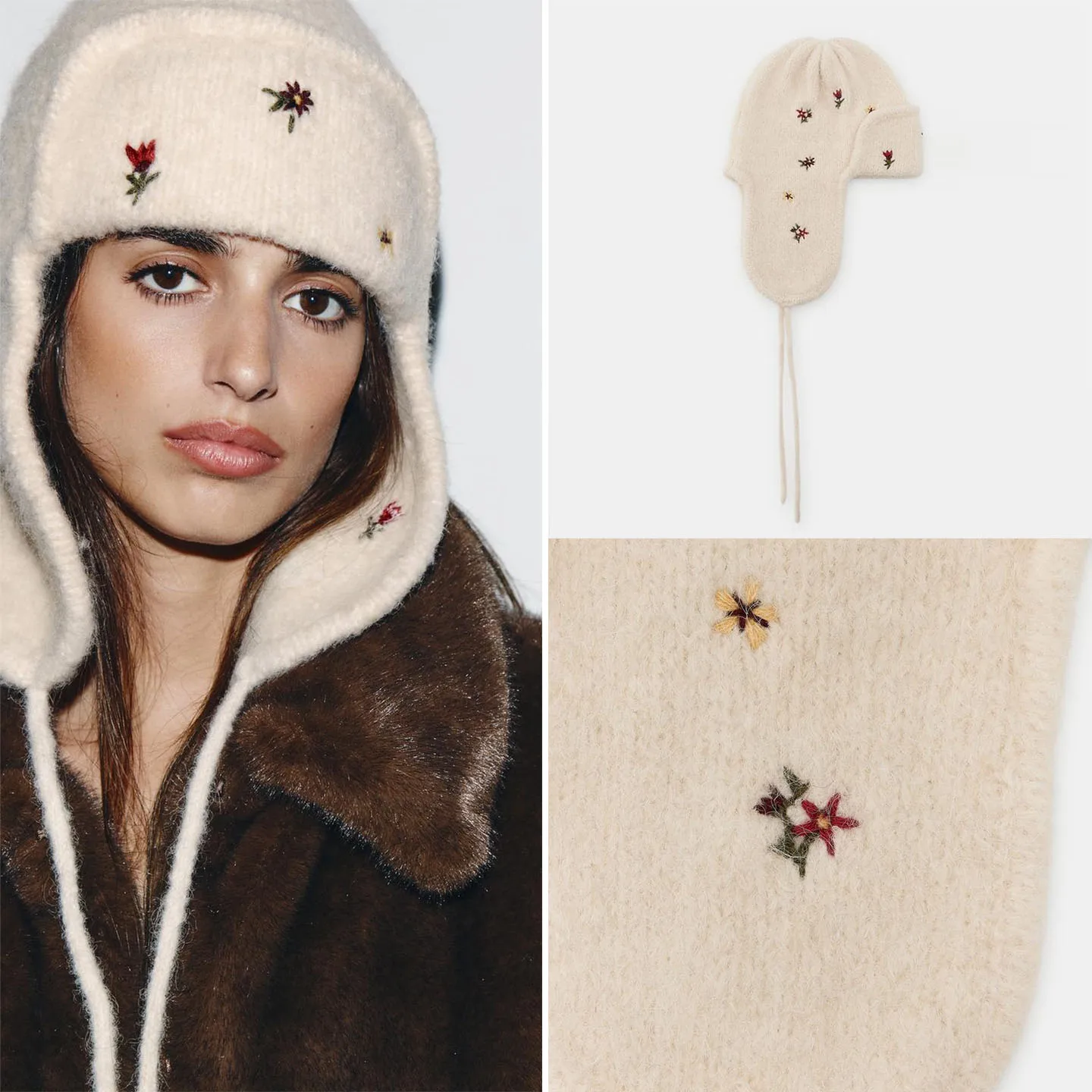 

Модная вязаная шапка с вышивкой для женщин, универсальная всепогодная шапка-комбинация, осенний сезон, Новое поступление