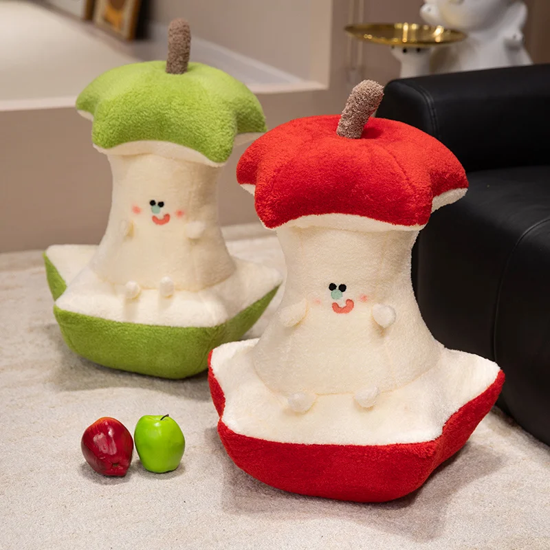 Simulazione Frutteto Cartone Animato Rosso Verde Mela Core Peluche Creativo Farcito Imitazione Frutta Cuscino Decorazioni per la Casa per Bambini Ragazze Regalo