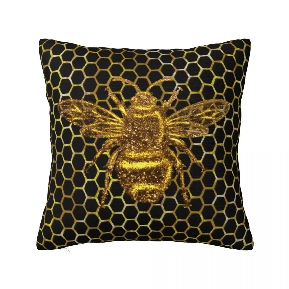 Gold Sparkling Queen Bee Pillowcase Printing Polyester Cushion Cover Decorations Golden Throw Pillow Case Cover Home Square