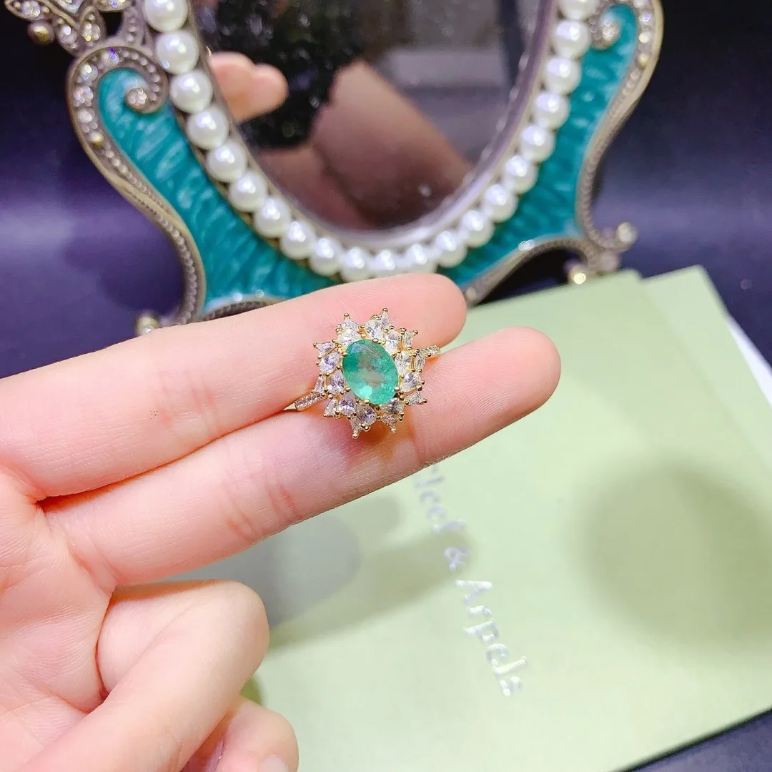 

Stunning Natural Emerald Ring Premium S925 Sterling Silver A Luxurious Women Designer Jewelry Statement
