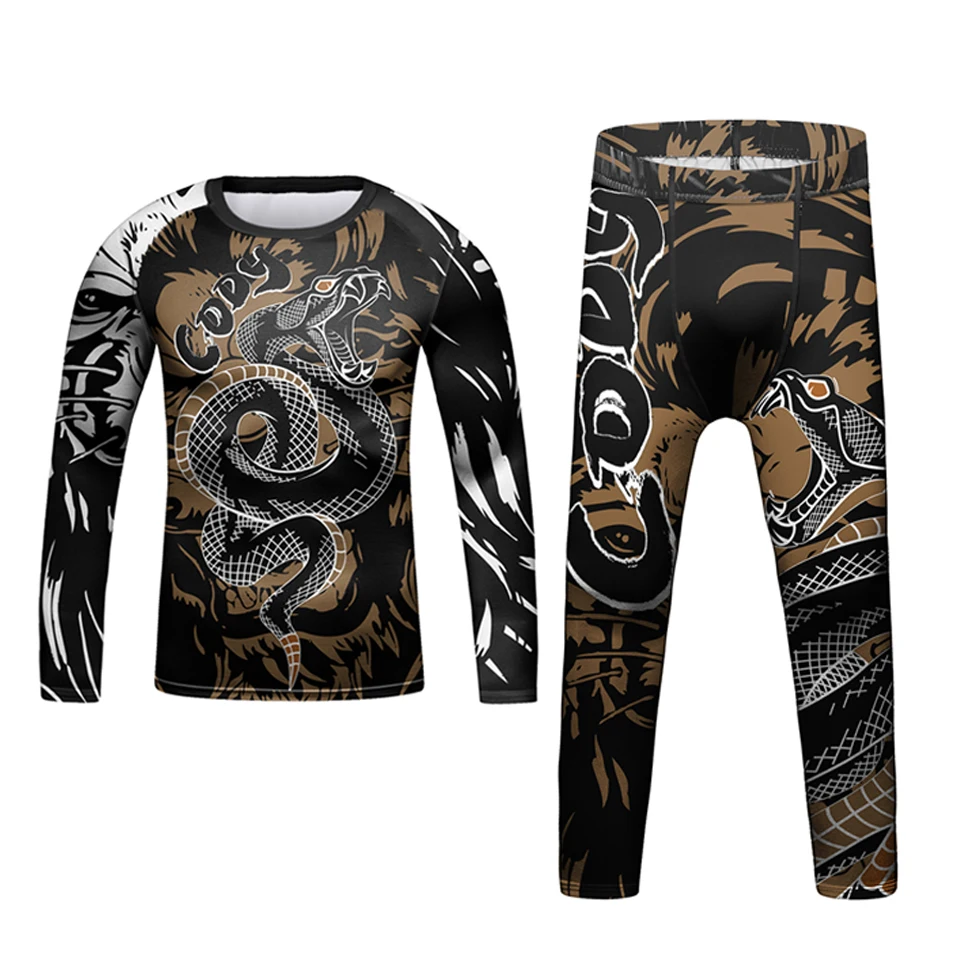 New Boxing Kid MMA Rashguard T-shirt+Pant Suit Bjj Jiu jitsu T-shirts Gi Kickboxing Jerseys Baby Children Muay Thai MMA Shorts