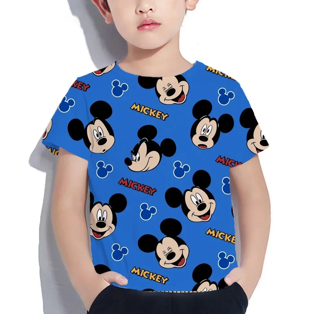 

2024 Summer Disney Cute Mickey Mouse 3d Print T-shirts Kids Tops Children Short Sleeve Streetwear Boy Girl Casual T-Shirts