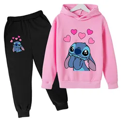 Meisjeskleding Stitch Hoodies Sweatshirts Kinderkledingsets Kind Meisje Tops + Broek 2-delige pakken Kinderen Jongens Trainingspakken Set