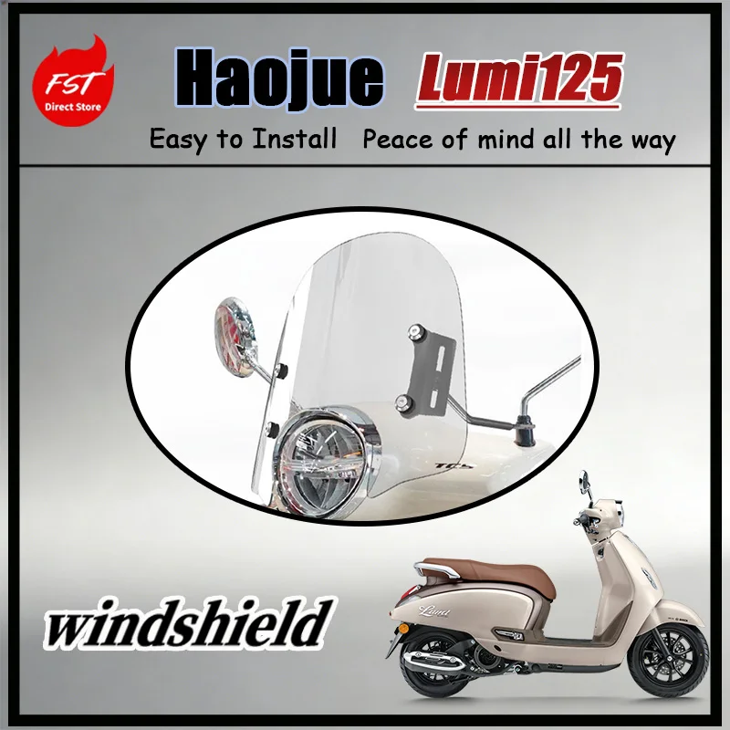 FOR HaojueLumi125 Custom Front Windscreen Transparent Modern Streamlined Design Durable Corrosion Resistant Scooter Modification
