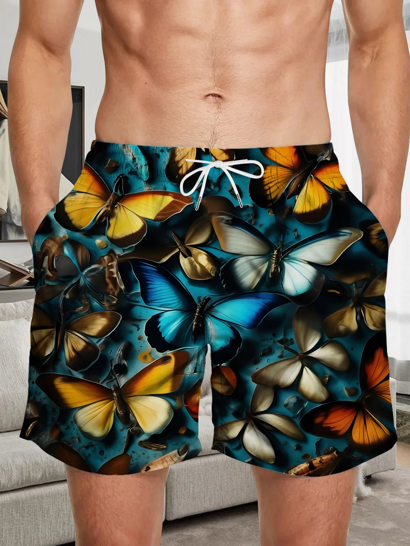 

Summer Full Print Beach Shorts Men Digital Printing Quick Dry Polyester Swim Trunks