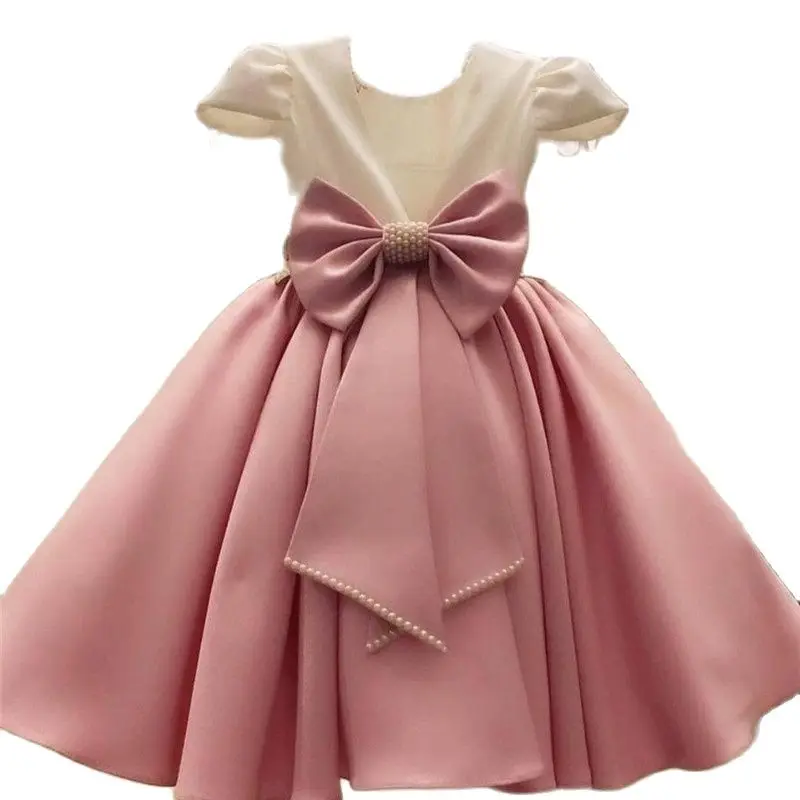 Robe en dentelle avec perles et papillons pour bébé fille, tenue de fête pour premier anniversaire