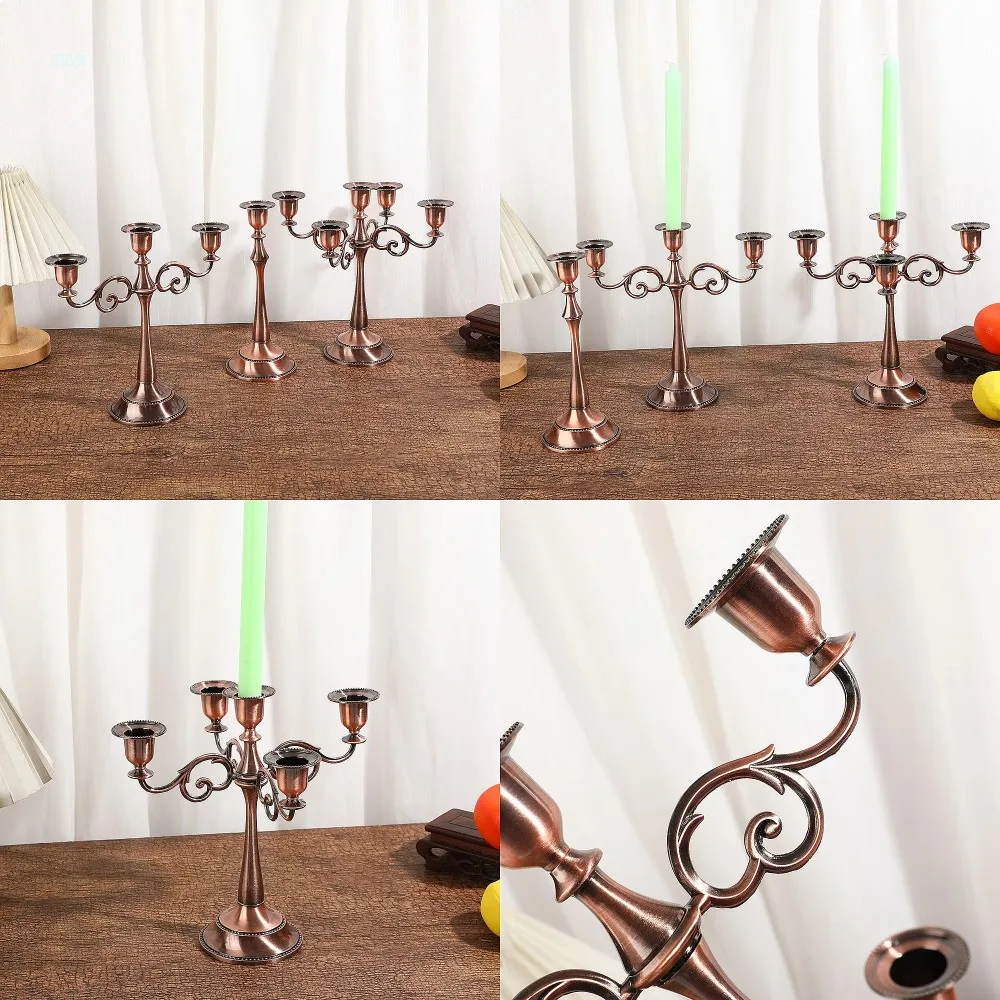 Vintage European Wedding Brass Candle Holder Retro Bar Table Metal Romantic Decoration Simple Multi-Specification Candle Stand