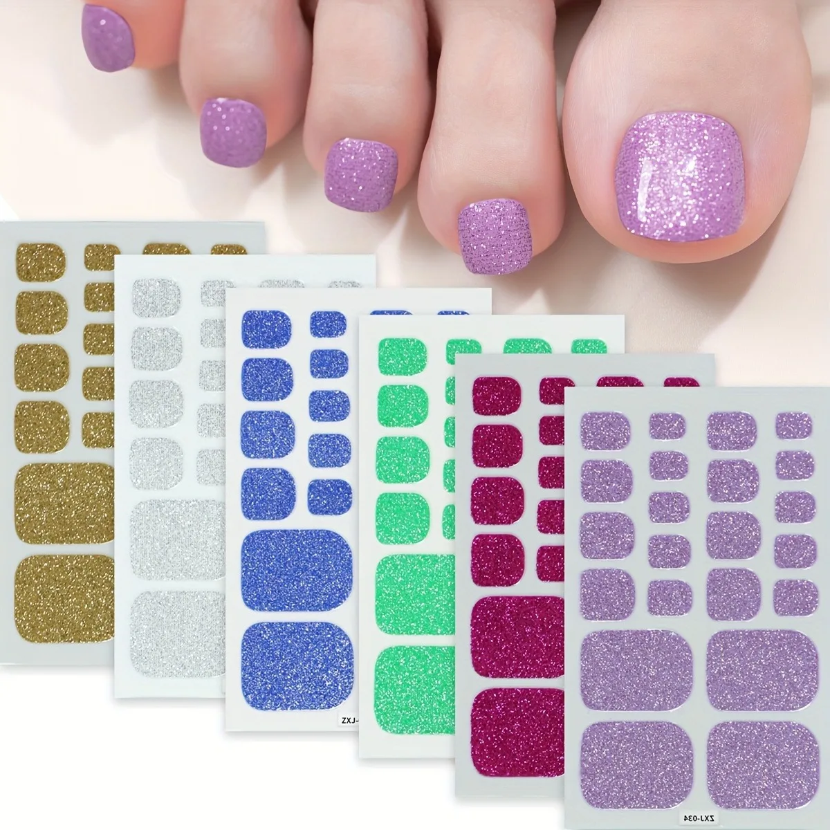 

Summer foot sticker nail sticker waterproof flash onion powder Internet celebrity toe nail sticker cross-border European and Ame