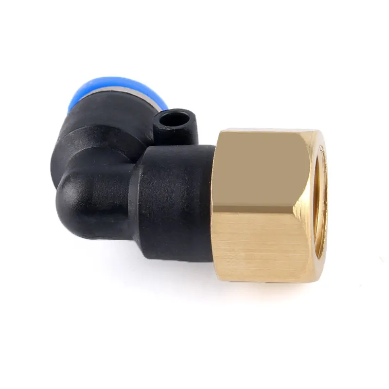 Pneumatic Quick Connector L-Type Blue PLF Elbow Internal Thread 6-01 8-02 Gas Pipe Connector 3/4points M5