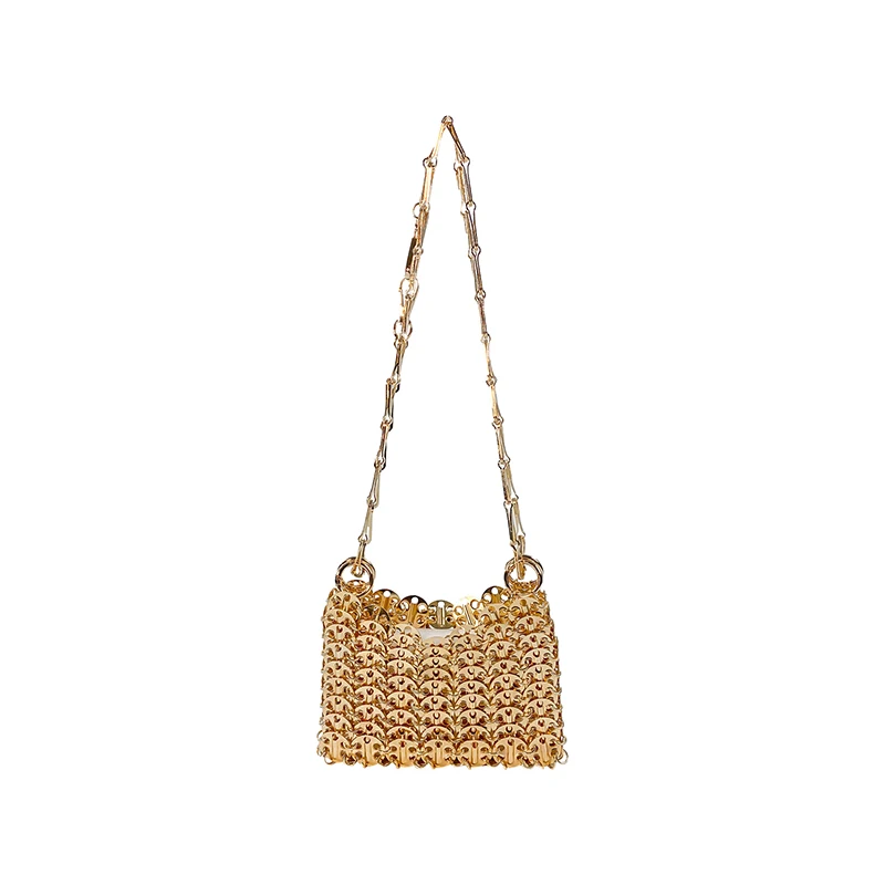 European and American style personalized niche design, hand woven metal style, women's exquisite shoulder crossbody bag