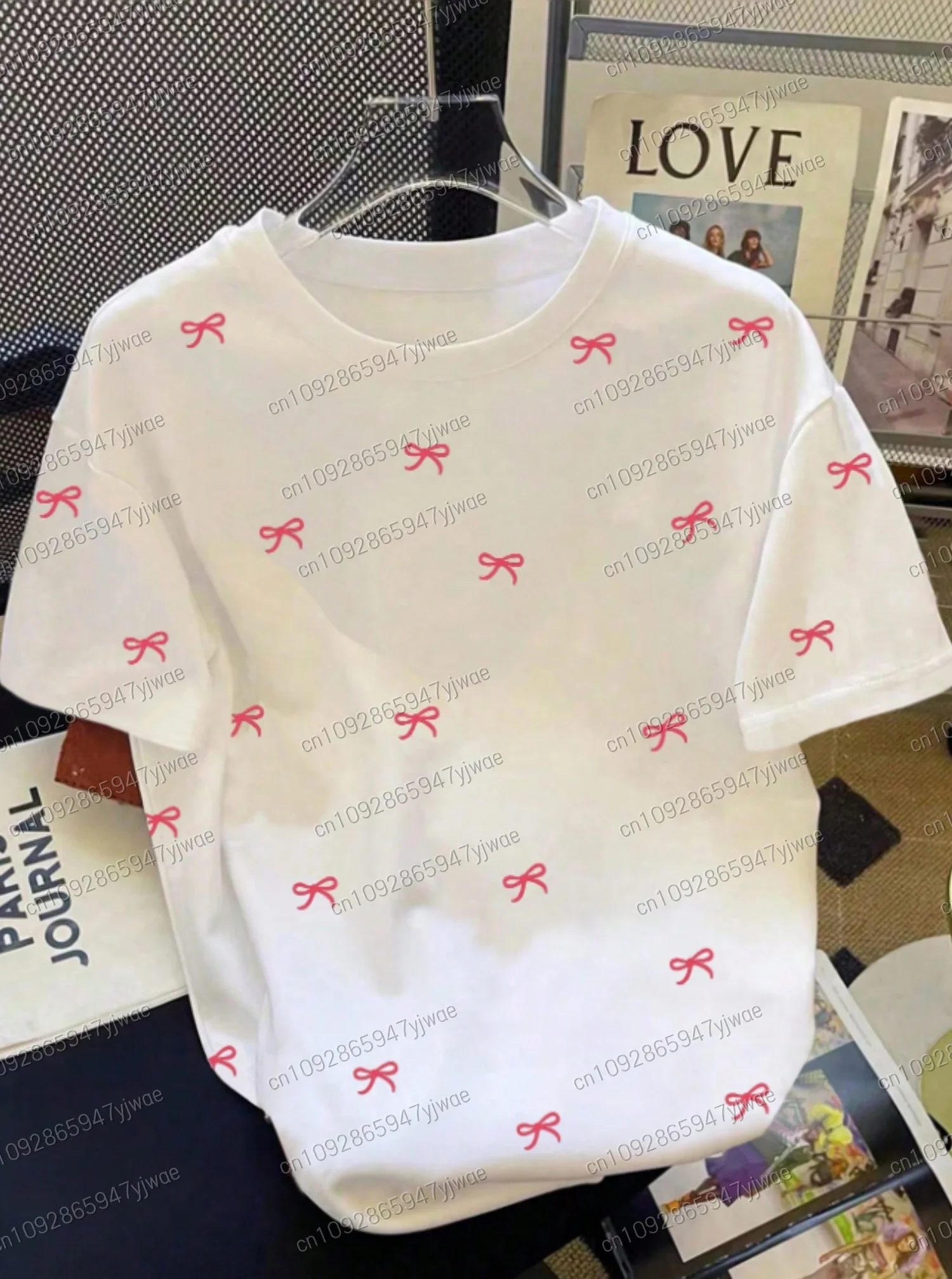 Nieuw in damesmode roze streepprint O-hals T-shirt met korte mouwen Zomer Tee Streep Oversize sport T-shirt