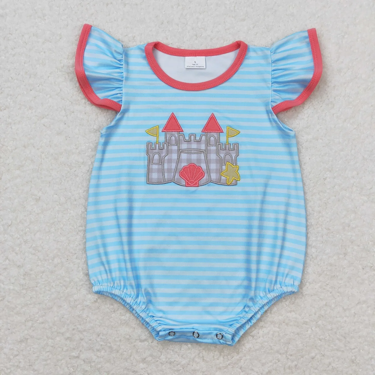 Wholesale Summer Newborn Embroidery Romper Baby Girl Flower Stripes Jumpsuit Kids Toddler Watermelon Ball One-piece Clothing