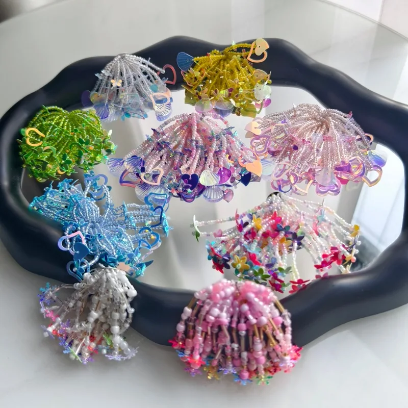 Shoe Charms Colorful Seed Beads Sequins Handmade Summer Clog Decor Crystal Sparkly Premium Lightweight Durable DIY