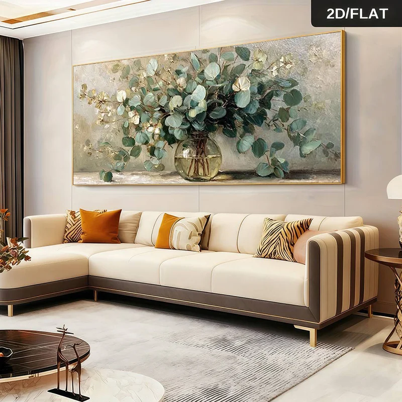 Elegant Eucalyptus Branch in Glass Vase Canvas Art | Frameless  Poster for Living Room, Bedroom, Office Decor