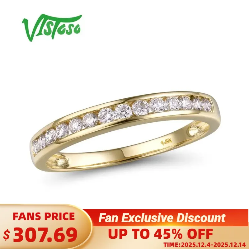 

VISTOSO Gold Ring For Women Genuine 14K 585 Yellow Gold Ring Sparkling Diamond Promise Engagement Rings Anniversary Fine Jewelry