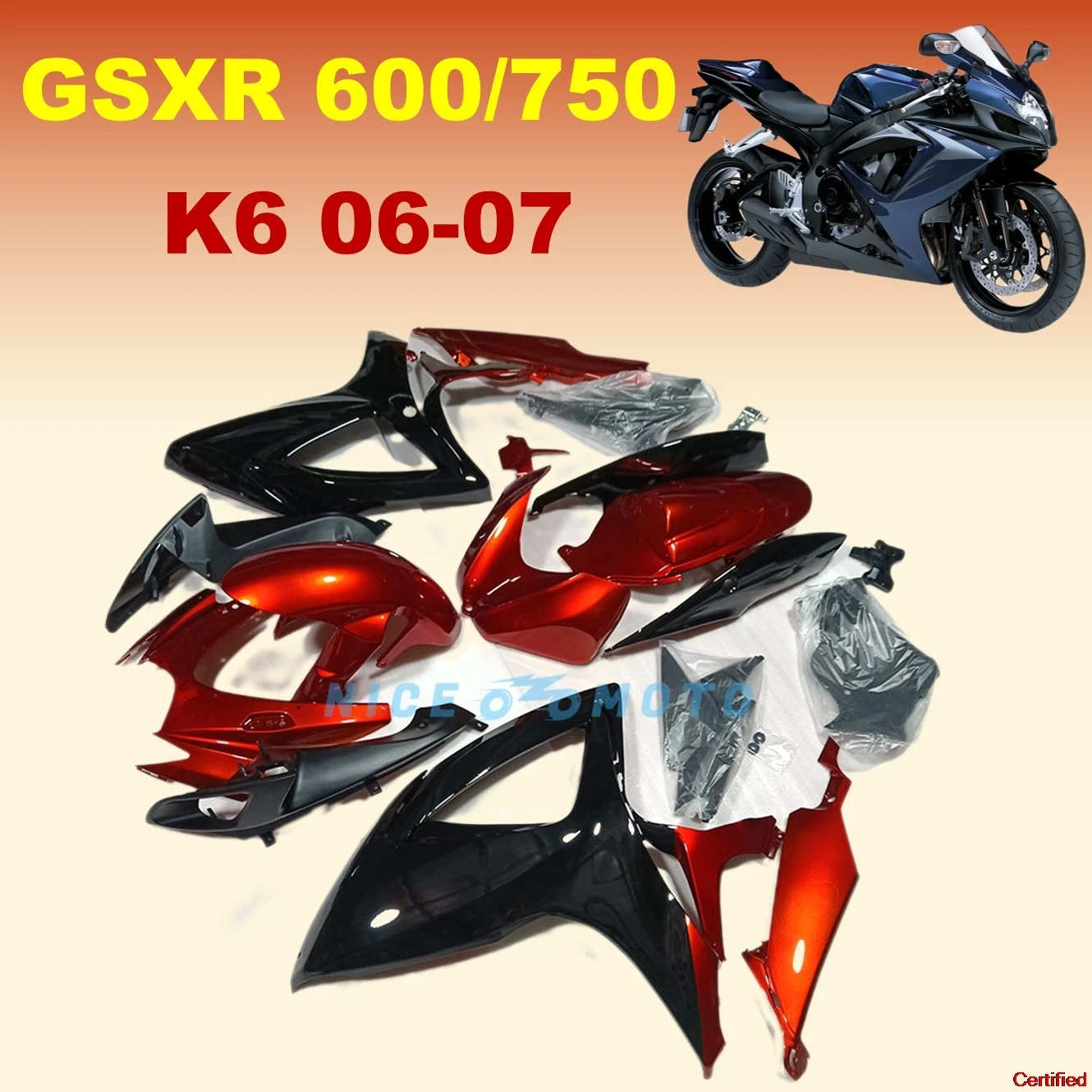 

Оранжевый черный кузов мотоцикла, комплект обтекателей из АБС-пластика для Suzuki GSX-R600 750 GSXR600 06 07 GSXR750 2006 2007 K6