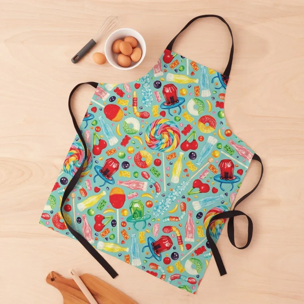 

Candy Pattern - Blue Apron Chef Accessories Waterproof Kitchen For Women Waiter Uniforms Funny Apron