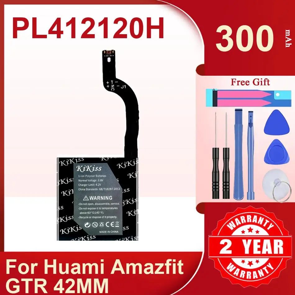 KiKiss Battery For Huami AmazFit GTR 42MM,PL412120H,300mAh
