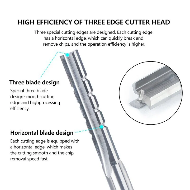 XCAN Milling Cutter 3.175-8mm Straight Router Bit 3 Flutes Carving Bottom Cleaning End Mill CNC Trimming Slot Bits For Wood