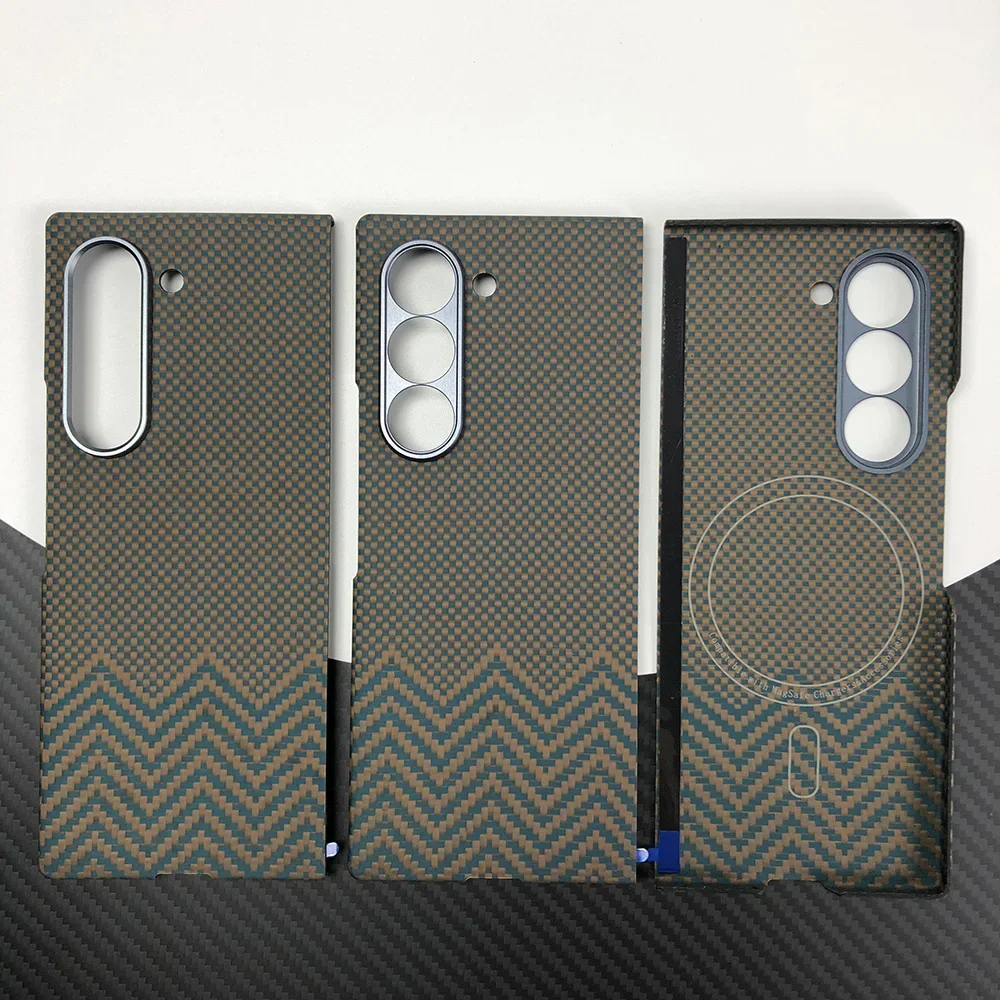 

Phone black case for SAMSUNG Galaxy Z Fold6 fold 6 Kevlar case real Aramid Carbon Fibe case Wireless charging Magnetic 19-20