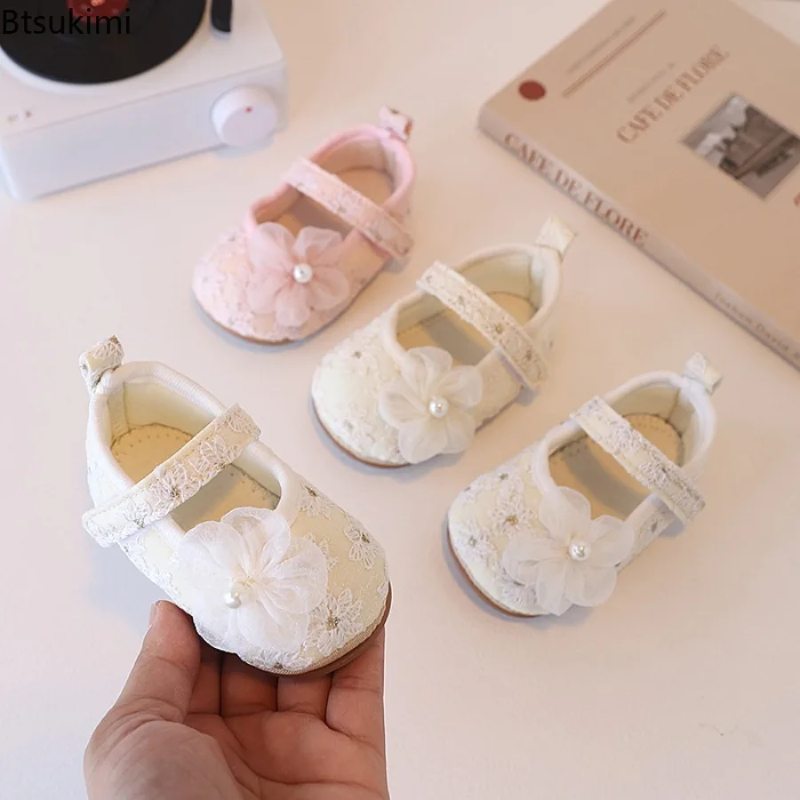 Spring Lace Embroidered Baby Shoes Exquisite Princess Shoes Anti Slip Soft Soled Baby Girl Baby Walking Shoes Infants 0-18months