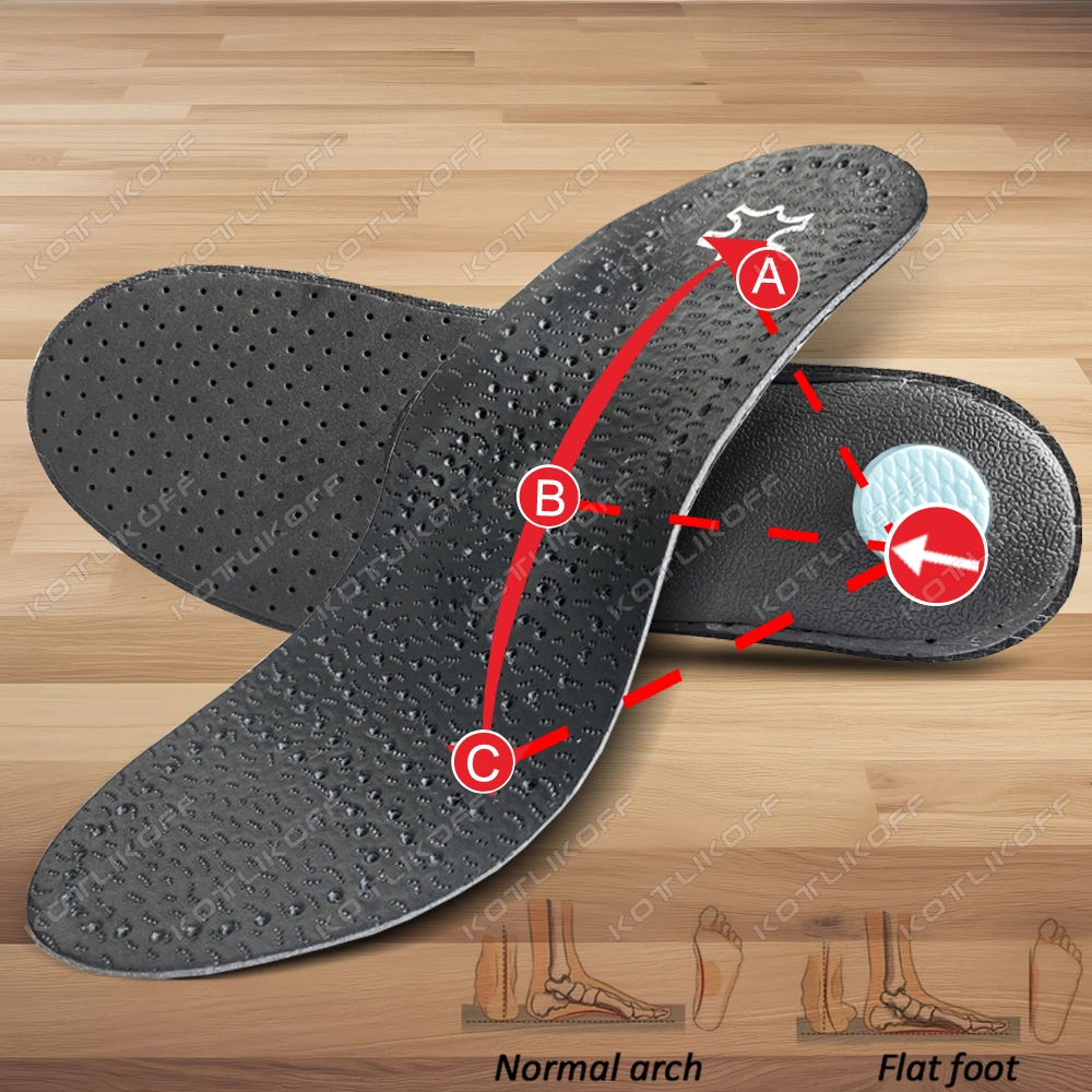 Leather Orthopedic Insoles Arch Support for Flat Feet High Arch Plantar Fasciitis O/X Leg Correction Men Women Foot Care