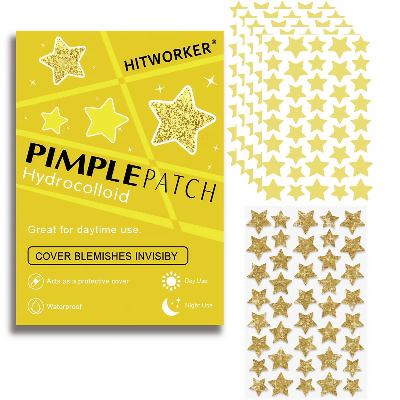 240pcs Gold Star Hydrocolloid Pimple Patches Cute Blemish Cover Stickers Waterproof Face Skin Care Patches for Day Night Use