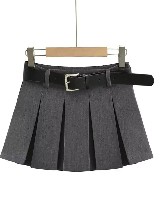 Gonna a trapezio a vita bassa Gonna da strada alla moda Sle in puro colore plissettato anti-luce per donna Design a vita alta