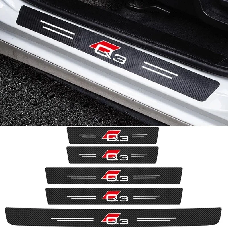 for Audi Q3 Logo Car Accessories Rear Trunk Door Threshold Protective Film Anti Scratch Tape Stickers Sill Decals Auto Styling