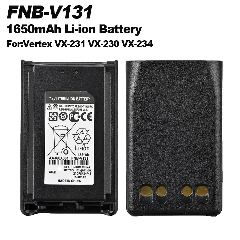 FNB-V131 Li-ion Battery 1650mAh Walkie Talkie Original Battery for Vertex VX-228 VX-230 VX-231 VX-234 Two Way Radios Extra Parts