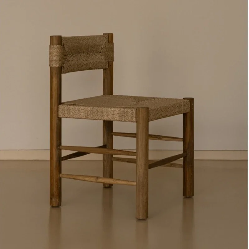 Wabi Sansan simple solid wood dining chair, retro medieval backrest chair