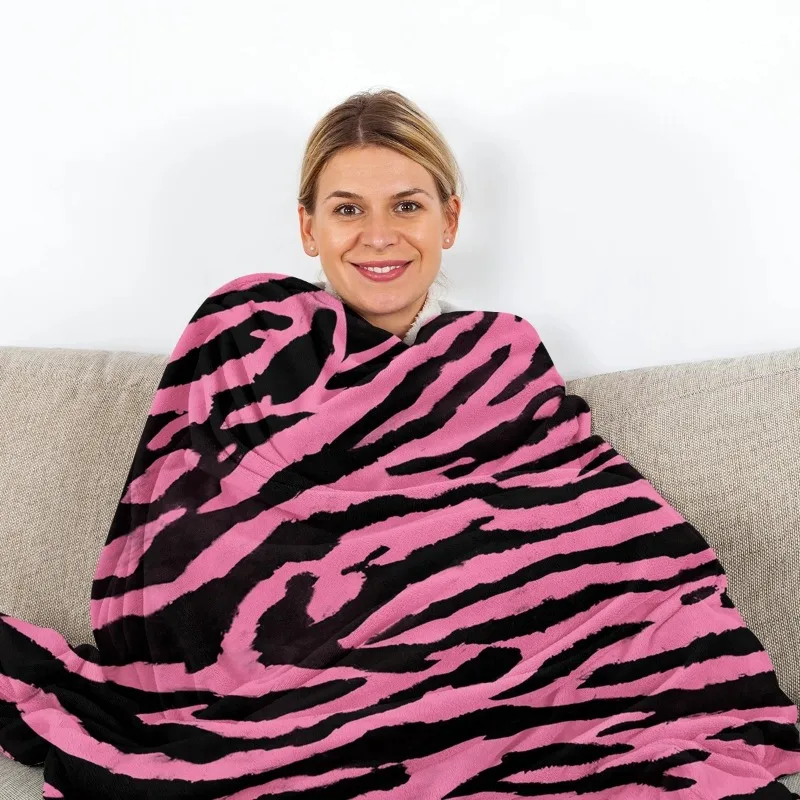 Coperta da tiro con stampa leopardata rosa pelle di Zebra coperte di peluche calde bambini adulti adolescenti per un soggiorno divano divano e letto