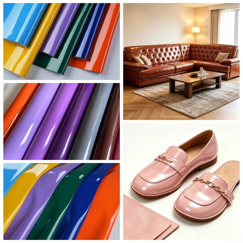 Glossy Mirror PU Synthetic Leather Fabric By The Meter for Sofa Hard Soft Pack Raincoat DIY Sewing Soft Stretch Waterproof Cloth