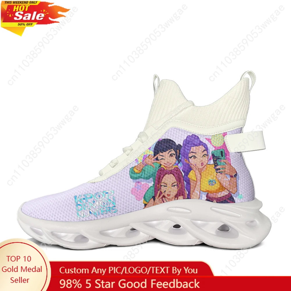 

KPop Demon Hunters High Top Flats Sneakers Mens Womens Sport Running Shoe Sneakers Lace Up Mesh Footwear Anime Custom Made Shoes