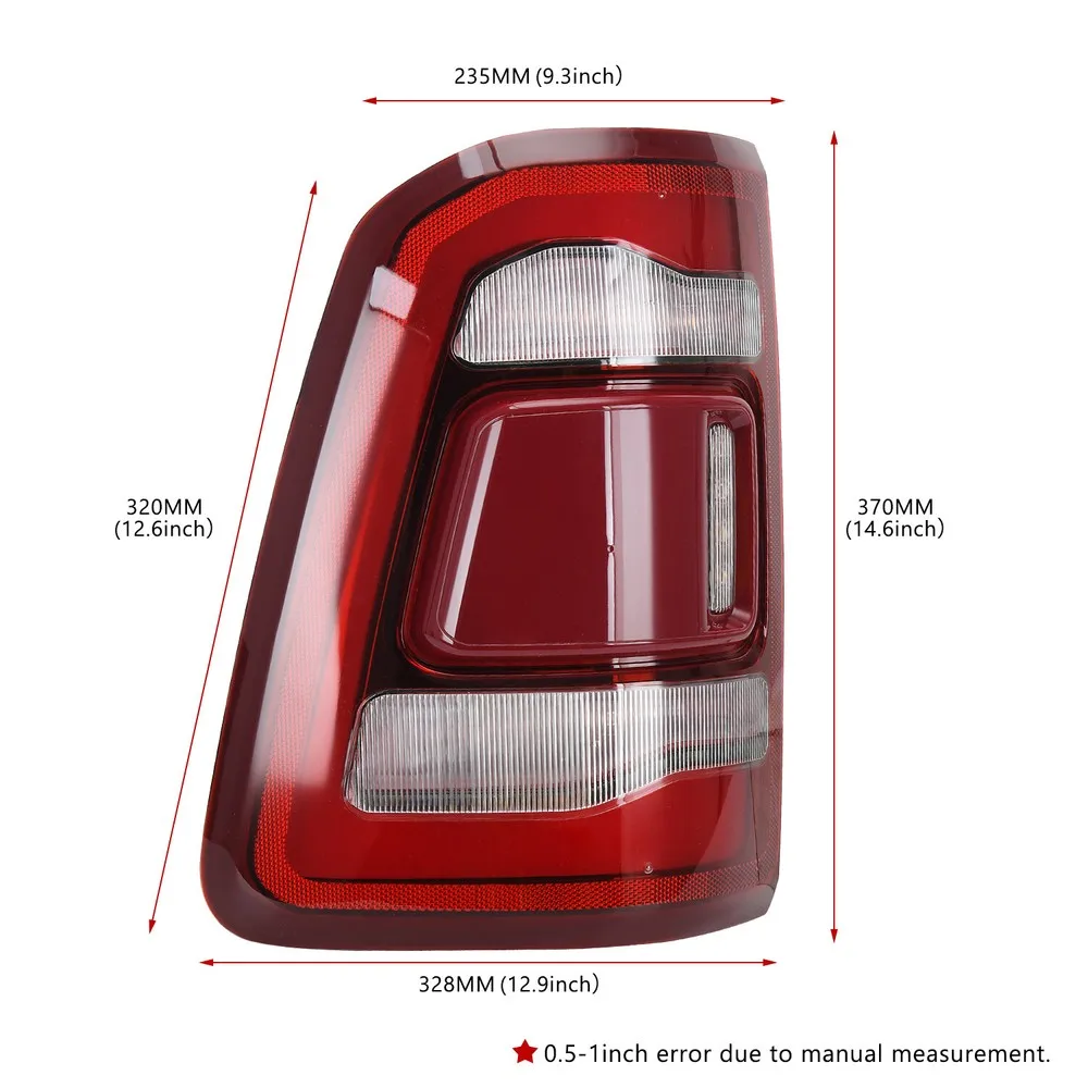 68262531AH 68262531AB 68262531AG LED Tail Light With Blind Spot For 2019-2023 Dodge RAM 1500 Left Side CD-012