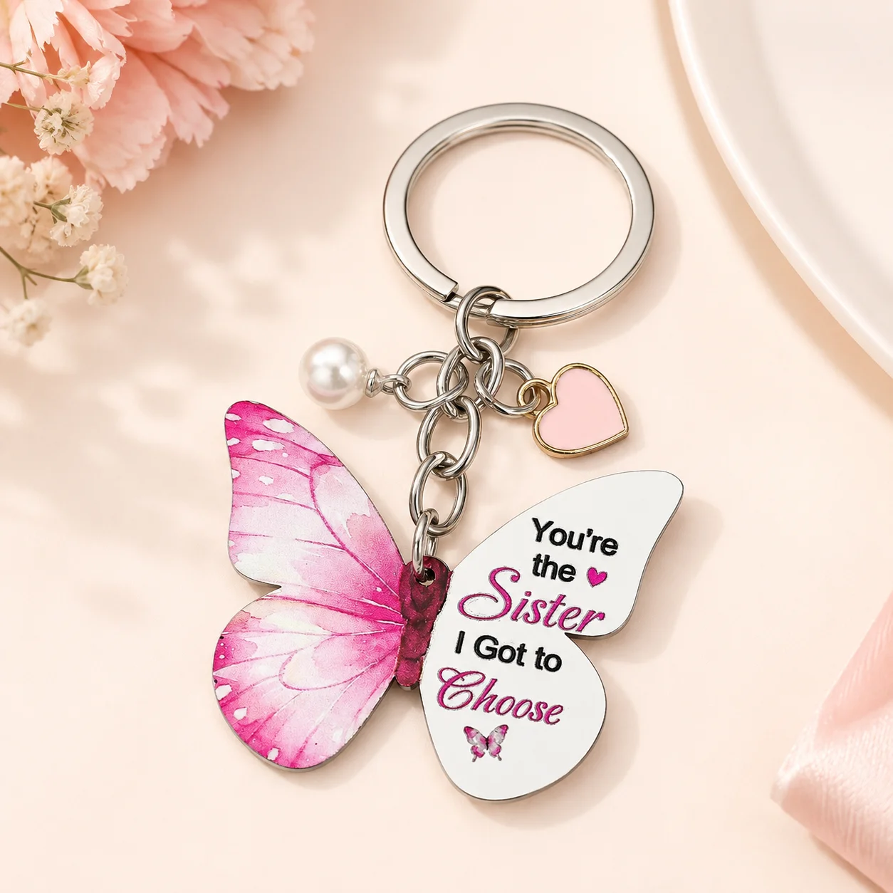 Sister Butterfly Keychain, You're The Sister I Got to Choose Friendship Gift for Women