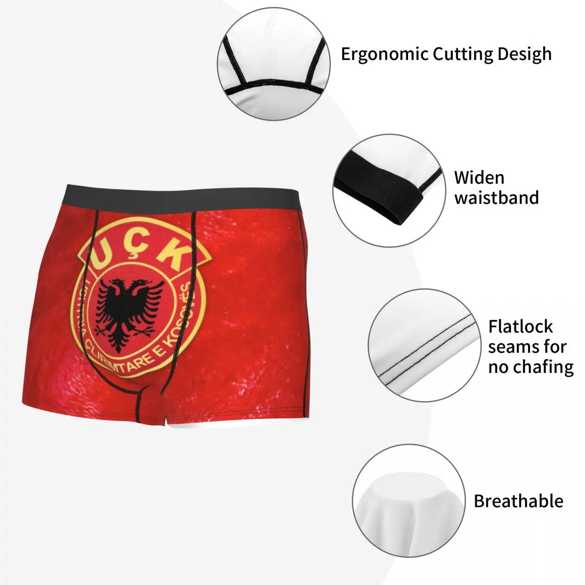 Kosovo Liberation Army UCK Boxer Shorts For Men 3D Printed Male Old Albania Flag Eagle Underwear Panties Briefs Soft Underpants