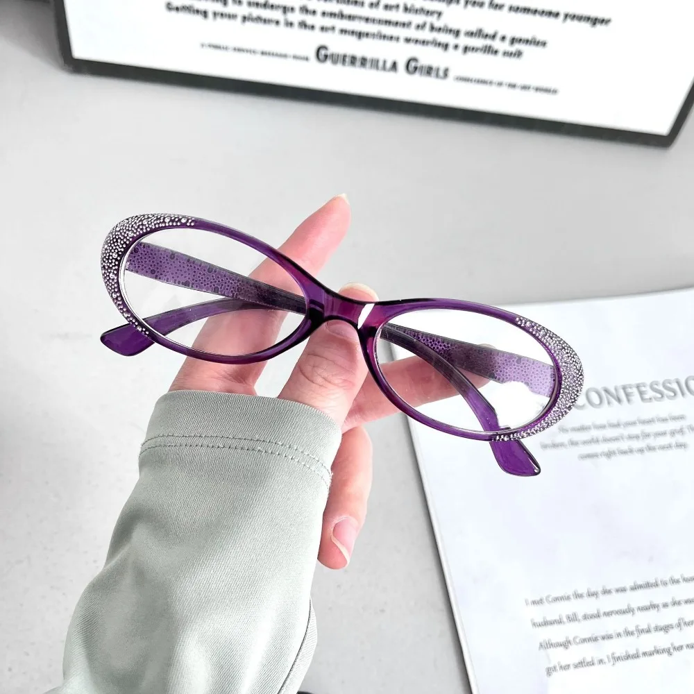 Spectacle Lens Power 0 +100 To +400 Anti Blue-ray Presbyopia Glasses Vision Care Rhinestone Farsightedness Reading Glasses