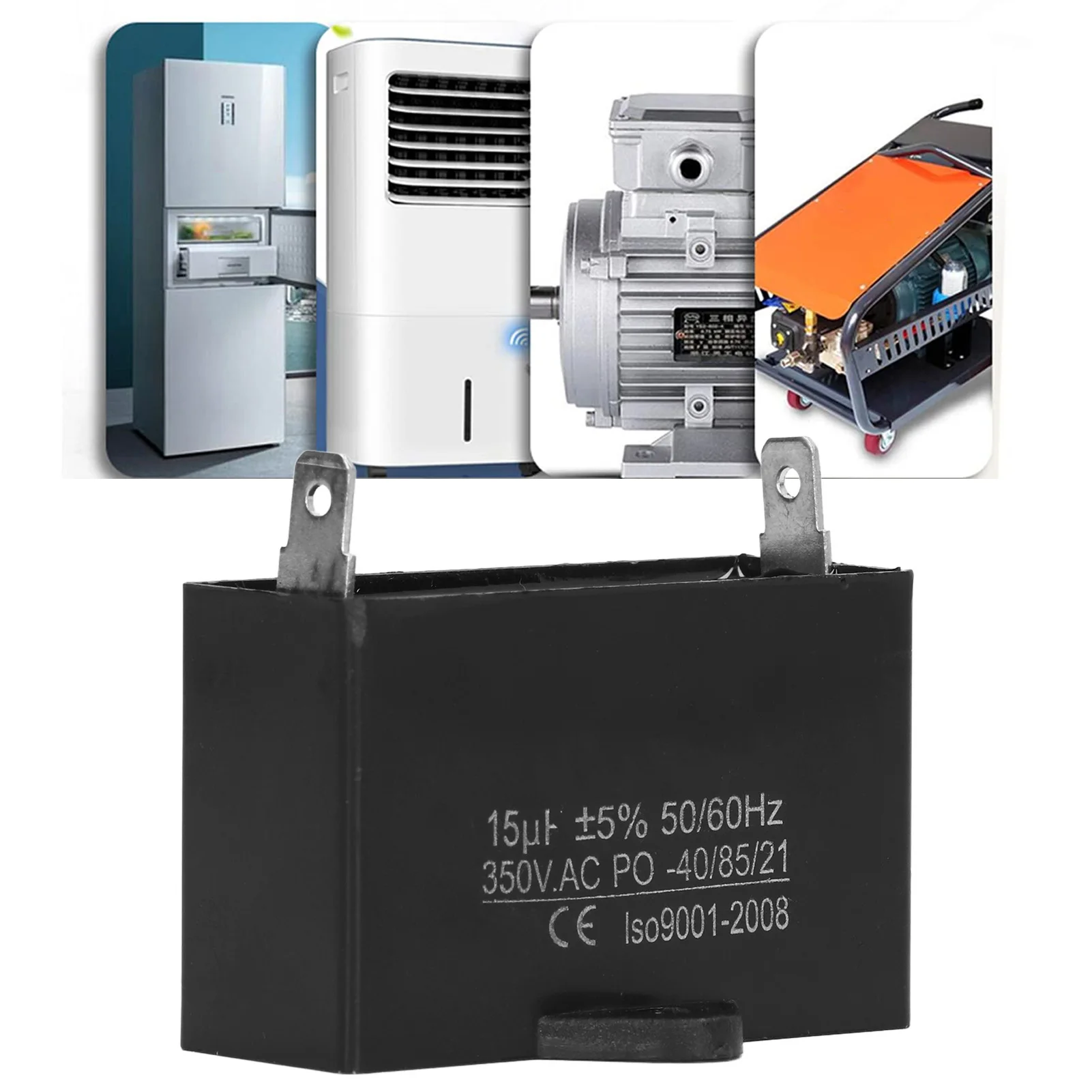 Kapasitor Generator Bensin Kecil CBB61 untuk Motor Kipas Langit-langit 50/60Hz 350VAC 15uf