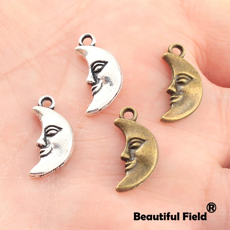 25pcs 18X9mm Antique Tibetan Silver Bronze Charms  Bracelet Necklace Pendant New Fashion Moon A126