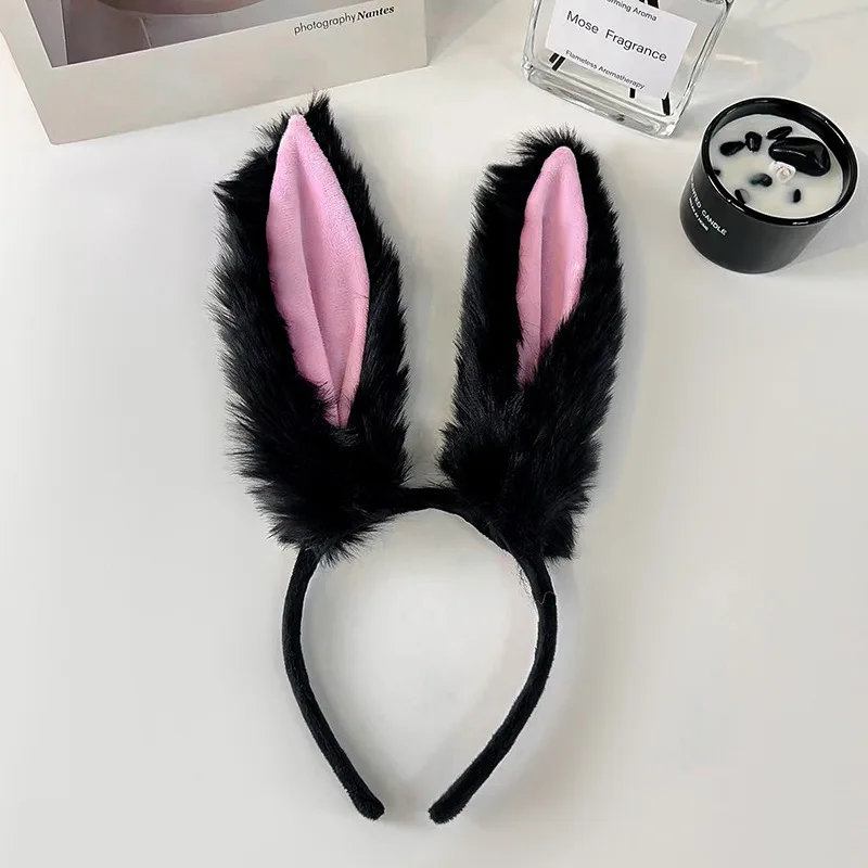 Übergroßes Stirnband mit Hasenohren, Plüschtierohren, Haarschmuck, Kaninchenmädchen-Stirnband, niedliche Kopfbedeckung – Detail 8