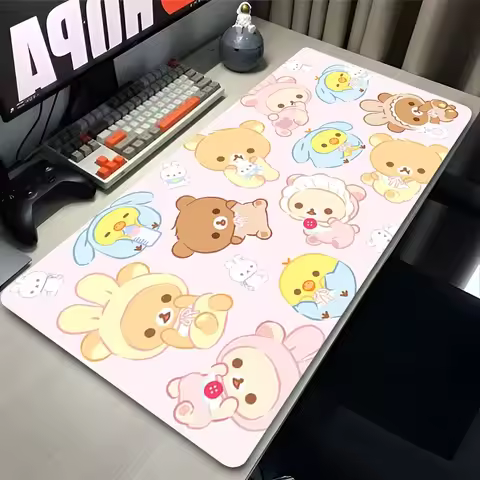 Mouse Pad Laptop Gaming Accessories Pink Mousepad Kawaii Cartoon Anime Keyboard Pad PC Korilakkuma Rilakkuma Cute Desk Mouse Mat